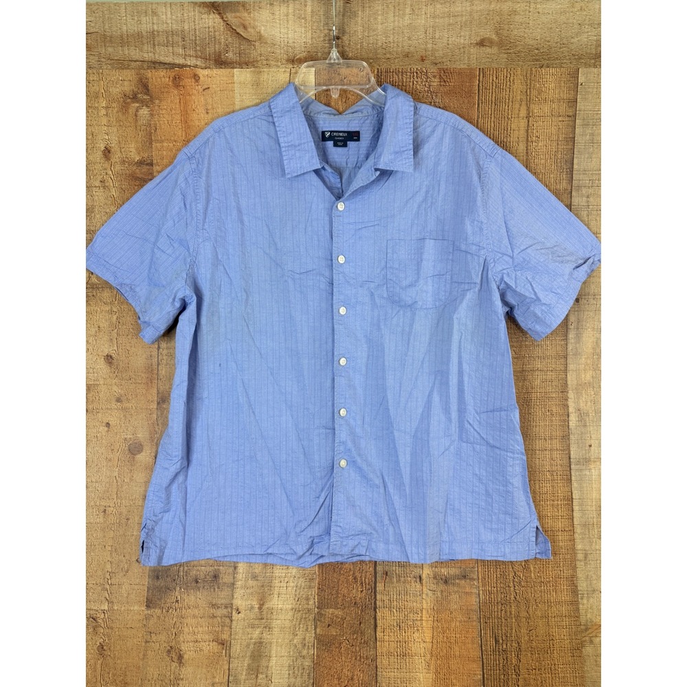 Cremieux Classics Mens XXL Blue Short Sleeve Button Up Coastal Resort Preppy